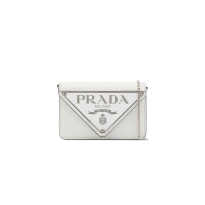 PRADA MINI BORSE FLAP SHOULDER BAG IN WHITE 1BH189 (17*9.5*3.5cm) 